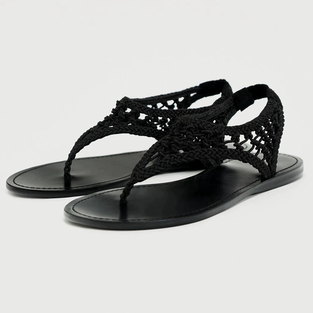 Damen Zehentrenner-Sandalen mit geflochtenem Riemendesign und komfortablem Fußbett R&B