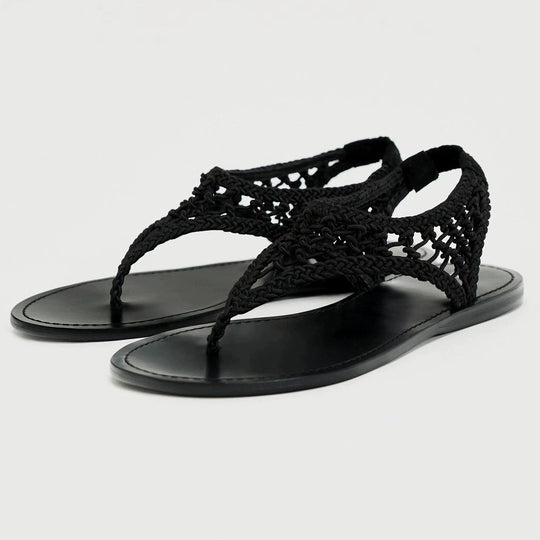 Damen Zehentrenner-Sandalen mit geflochtenem Riemendesign und komfortablem Fußbett R&B