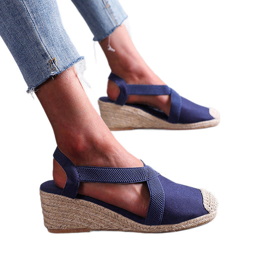 Damen Espadrilles mit elastischen Trägern und Keilabsatz R&B