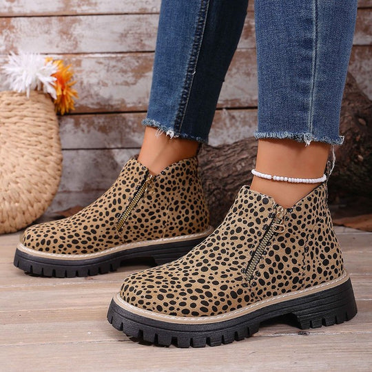 Damen modische Ankle-Stiefeletten mit seitlichem Reißverschluss und rutschfester Sohle R&B