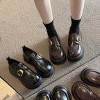 Damen moderne Chunky Loafers mit dekorativer Schnalle und rutschfester Sohle R&B