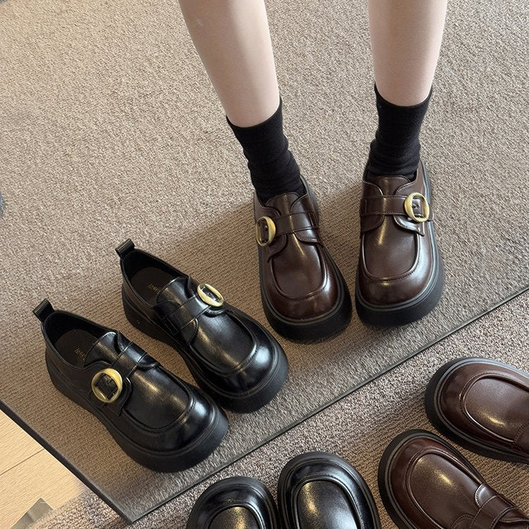 Damen moderne Chunky Loafers mit dekorativer Schnalle und rutschfester Sohle R&B