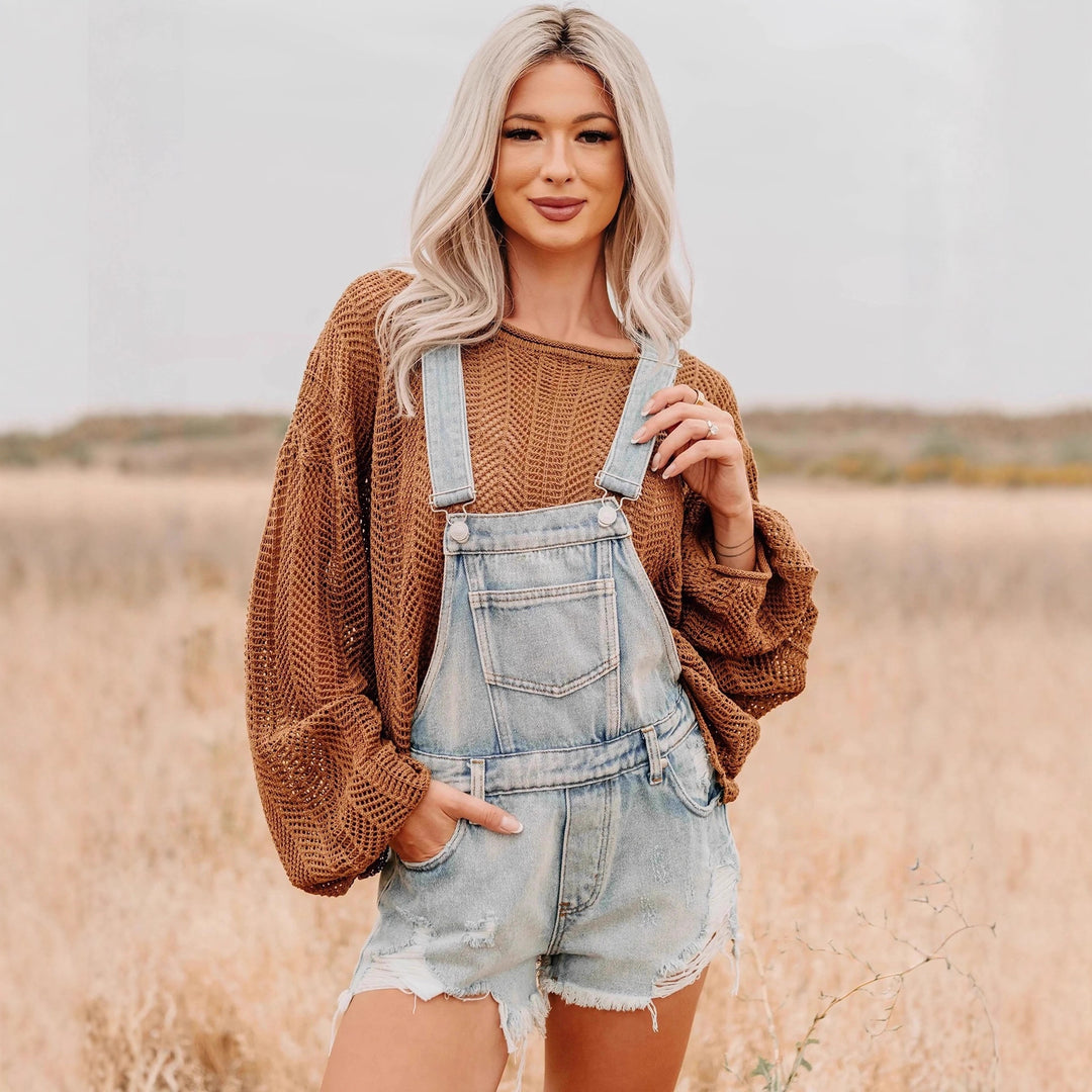 Damen Lässiger Strickpullover mit weit geschnittenen Ärmeln R&B