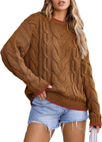Damen Strickpullover mit grobem Zopfmuster R&B