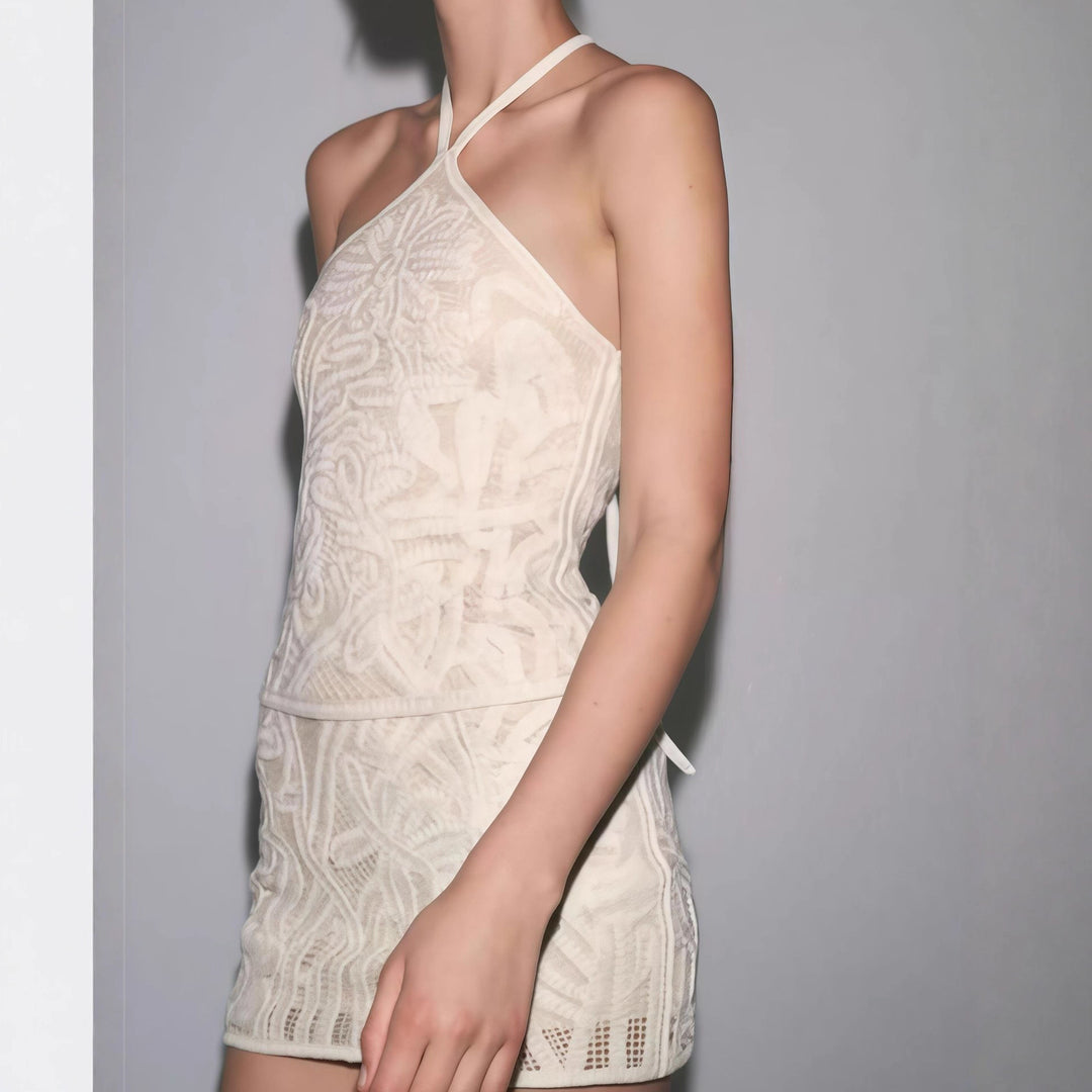 Damen Elegantes Spitzenkleid mit innovativem Schnitt und floralem Design R&B