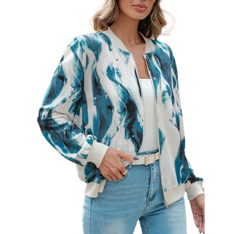 Damen Abstract Print Bomberjacke R&B