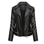 Damen modische Kunstlederjacke mit schicker Zipp-Detailierung