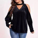 Damen Elegantes und glitzerndes Oberteil mit kalten Schultern R&B