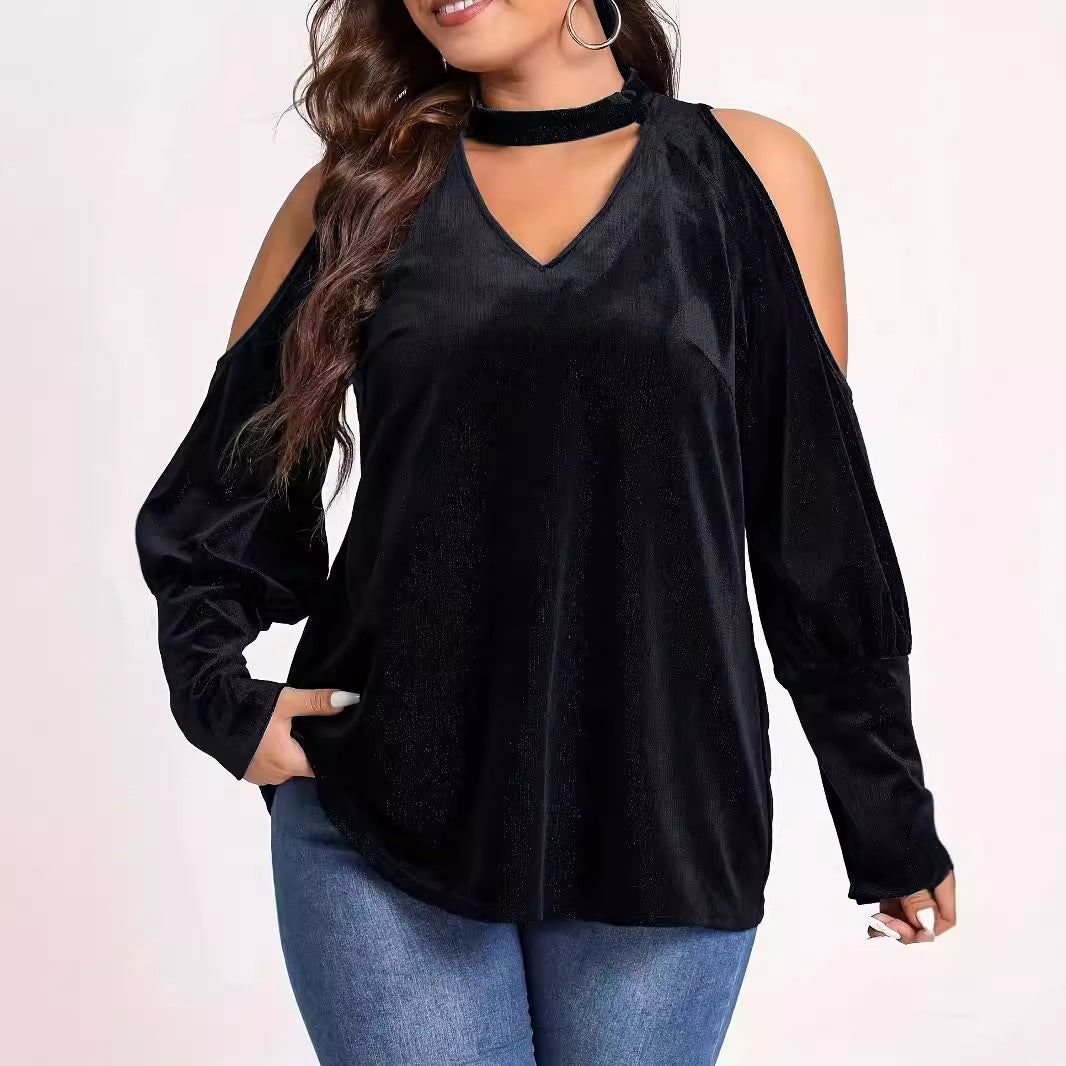 Damen Elegantes und glitzerndes Oberteil mit kalten Schultern R&B