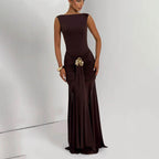 Damen Elegantes Maxikleid mit tailliertem Oberteil und einzigartiger Drapierung R&B