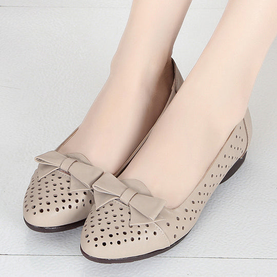 Damen Luftige Ballerinas mit elegantem Schleifen-Detail und atmungsaktiven Perforationen R&B