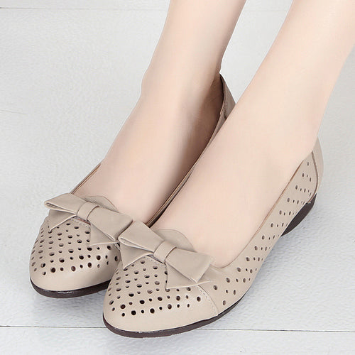 Damen Luftige Ballerinas mit elegantem Schleifen-Detail und atmungsaktiven Perforationen R&B