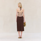 Damen Midikleid mit verstellbarem Halterneck und eleganten Details