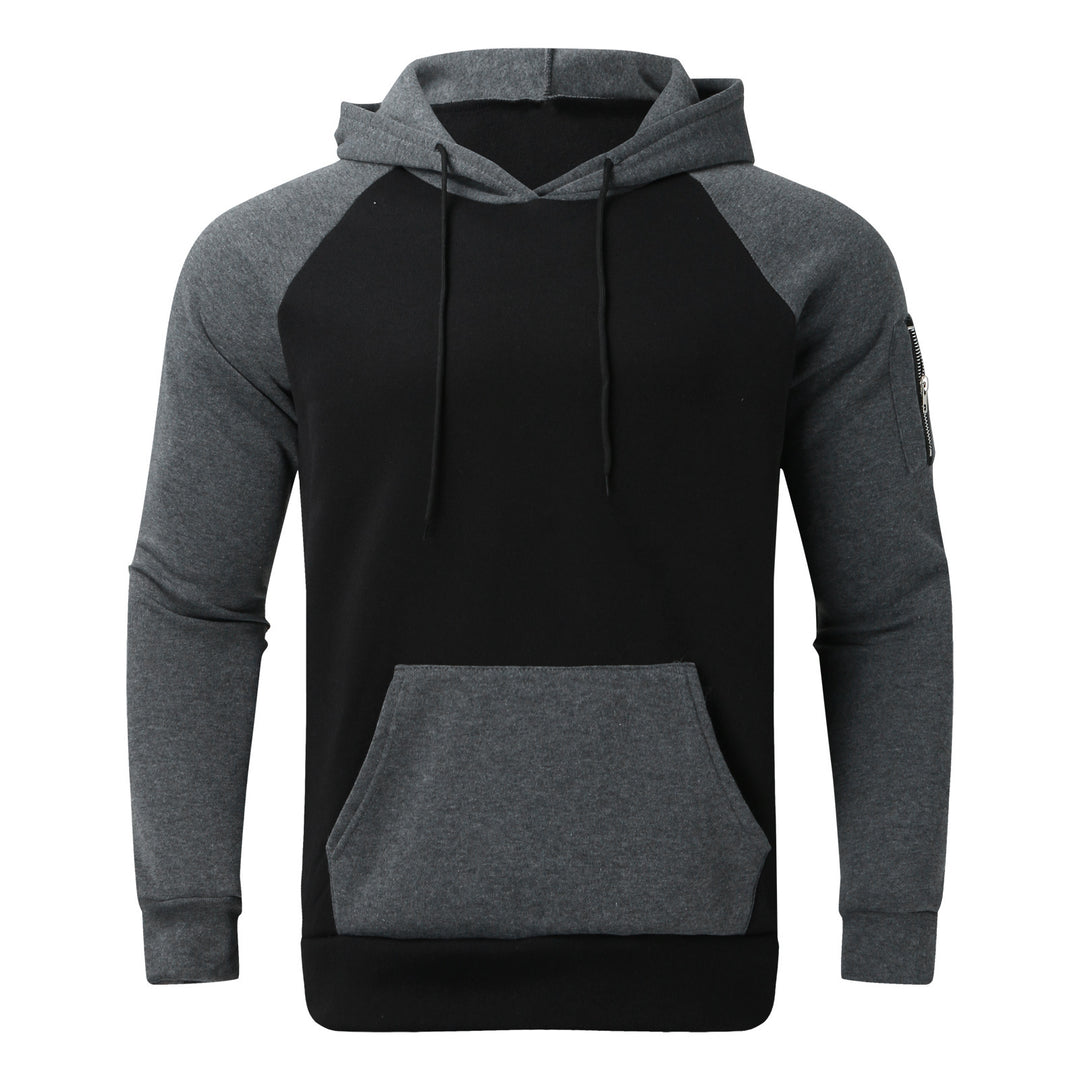 Herren sportlicher Hoodie mit Kontrastärmeln und praktischer Kängurutasche R&B