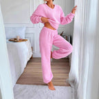 Damen Kuscheliges Fleece-Lounge-Set mit elastischem Bund R&B