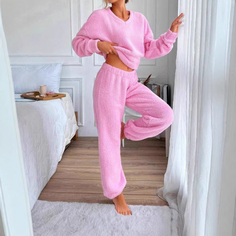 Damen Kuscheliges Fleece-Lounge-Set mit elastischem Bund R&B