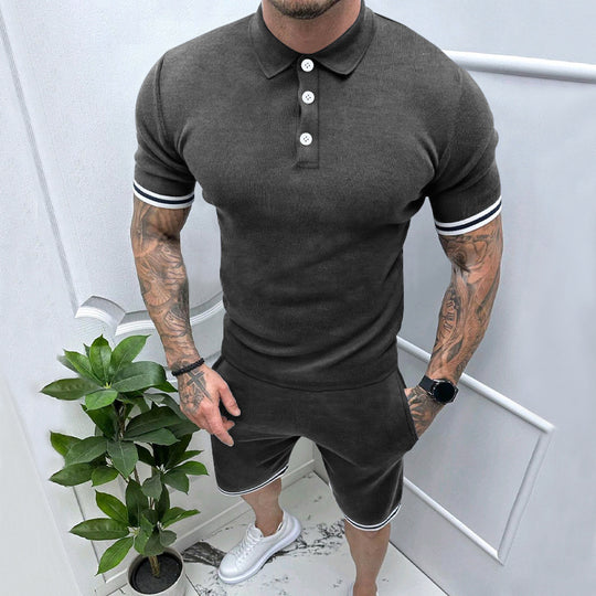 Herren Sportliches Kurzarm-Set mit hochwertigen Kontraststreifen und elastischem Bund R&B