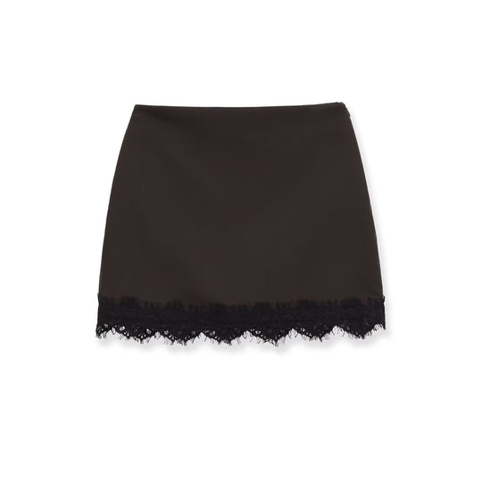 Damen eleganter Rock mit Spitzenbesatz und strukturiertem Gewebe R&B
