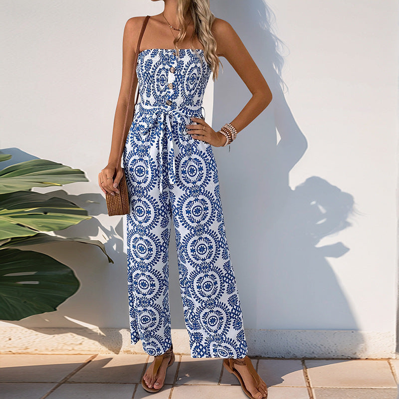 Damen Jumpsuit mit trendigem bandeau Design und praktischen Taschen R&B