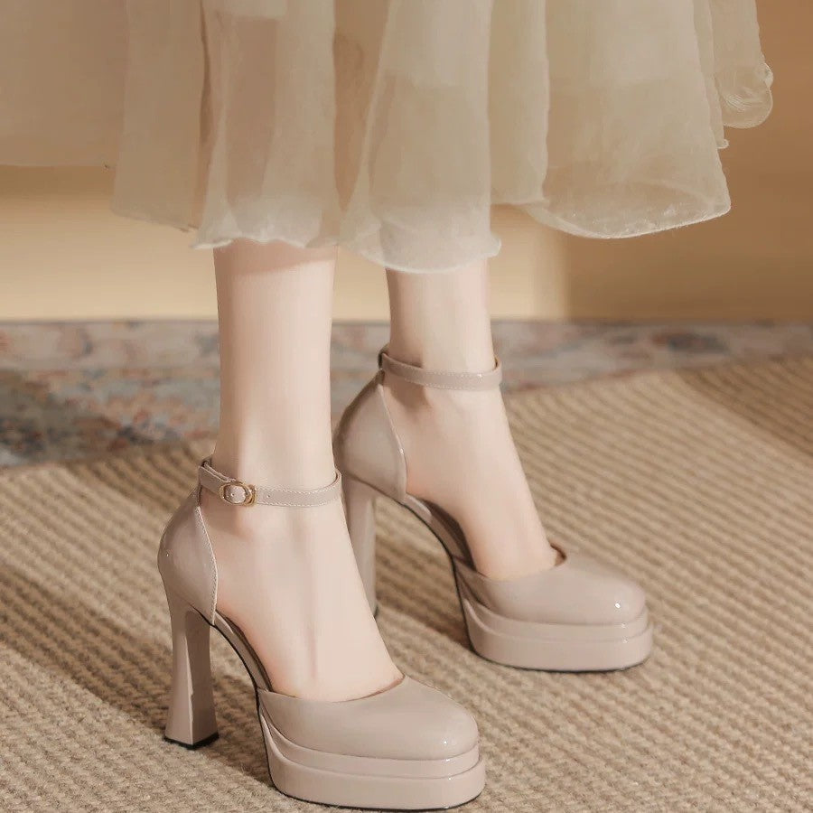 Damen Hochhackige Plateau-Pumps mit verstellbarem Riemchen R&B