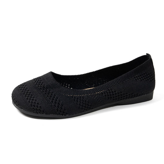 Damen Ballerinas mit elastischem Strickdesign und rutschfester Sohle R&B