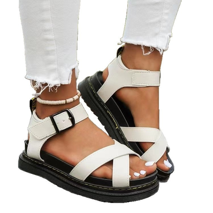 Damen modische Cross-Sandalen mit verstellbarem Fersenriemen und rutschfester Sohle R&B