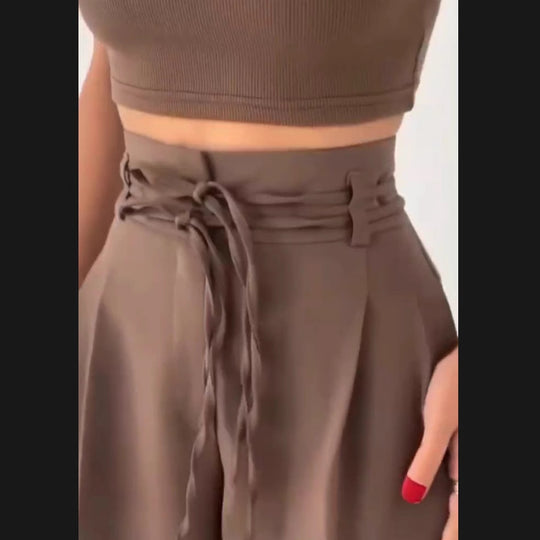 Damen Weite Hochbund-Hose mit raffinierter Drapierung R&B