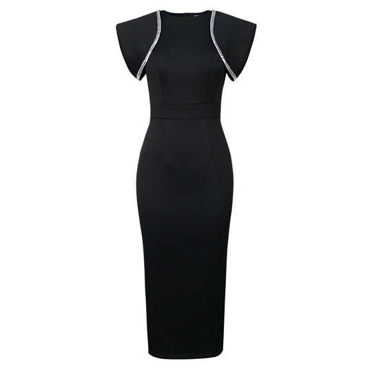Damen figurbetontes Kleid mit dekorativen Rüschenträgern R&B