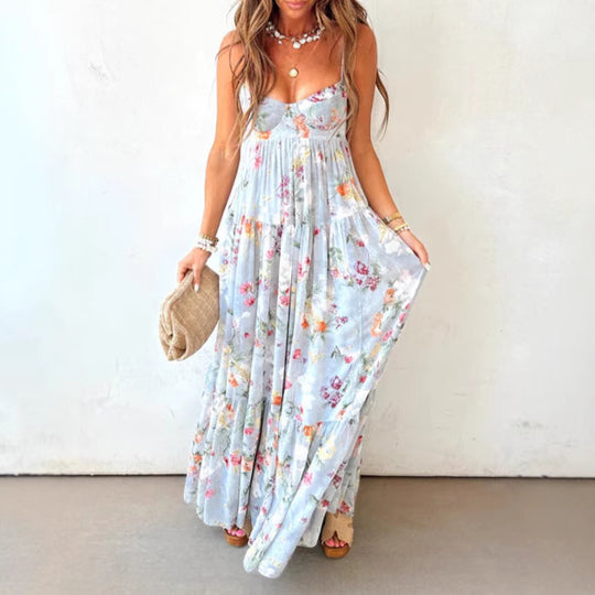 Damen Maxikleid mit floralem Print und elegantem Schnitt Heidi-Mode