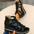 Damen Wedge-Sandaletten mit atmungsaktivem Obermaterial und eleganten Riemendetails R&B