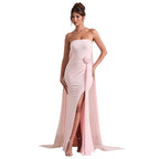 Damen Strapless Abendkleid mit schicker Drapierung und verführerischem Schlitz R&B