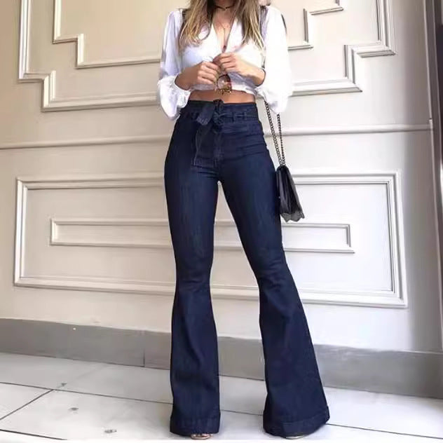 Damen Schlagjeans mit hohem Bund und weitem Bein