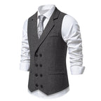 Herren elegante Herringbone-Weste mit doppelter Knopfleiste R&B