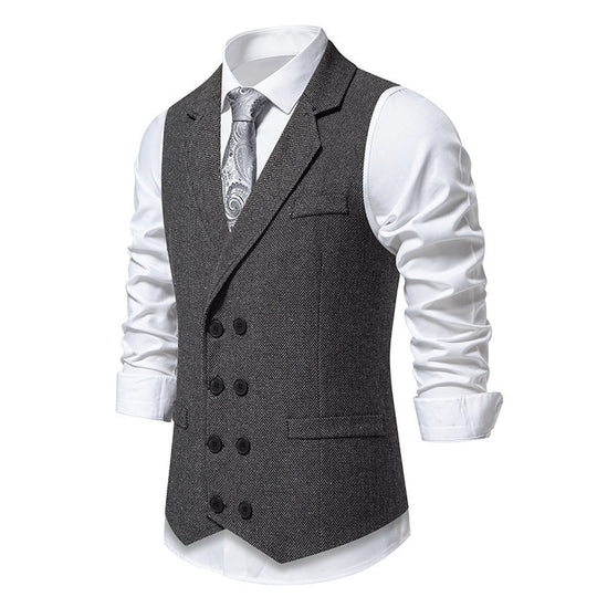Herren elegante Herringbone-Weste mit doppelter Knopfleiste R&B