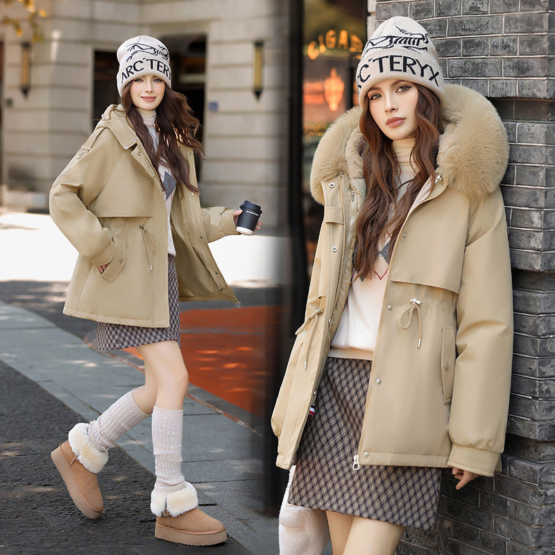 Damen Winterjacke mit abnehmbarem Kunstfellkragen R&B