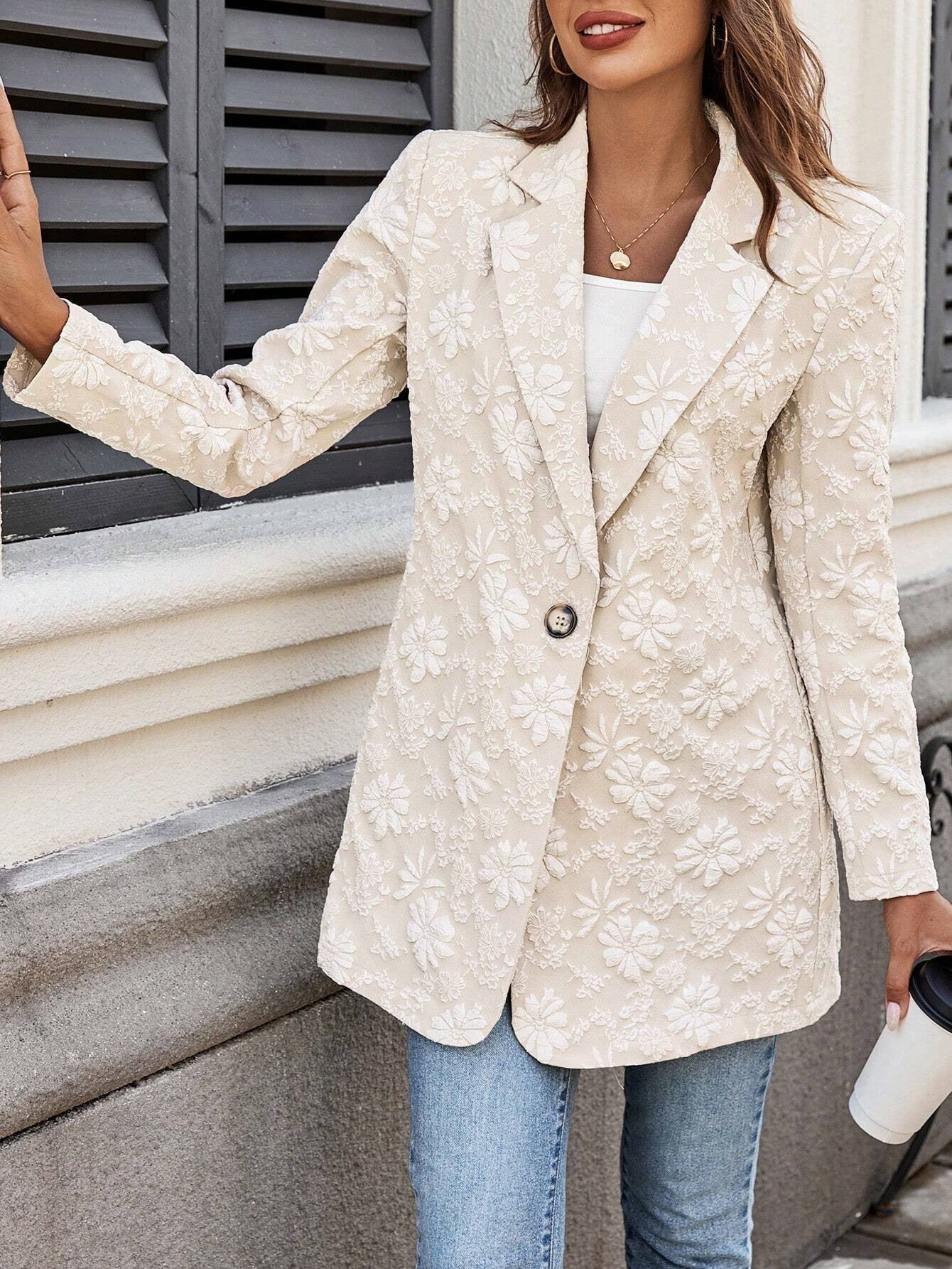 Damen Eleganter Blazer mit floralen Stickereien R&B