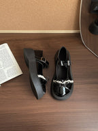 Damen modische Ballerinas mit dekorativem Schleifen-Detail und komfortabel hoher Sohle