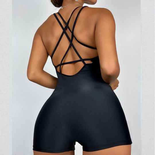 Damen Sportlicher Einteiler Badeanzug mit tiefem Ausschnitt R&B