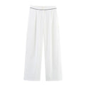 Damen weite Hochkannt-Hose mit eleganter Bundverzierung R&B