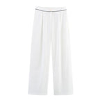 Damen weite Hochkannt-Hose mit eleganter Bundverzierung R&B