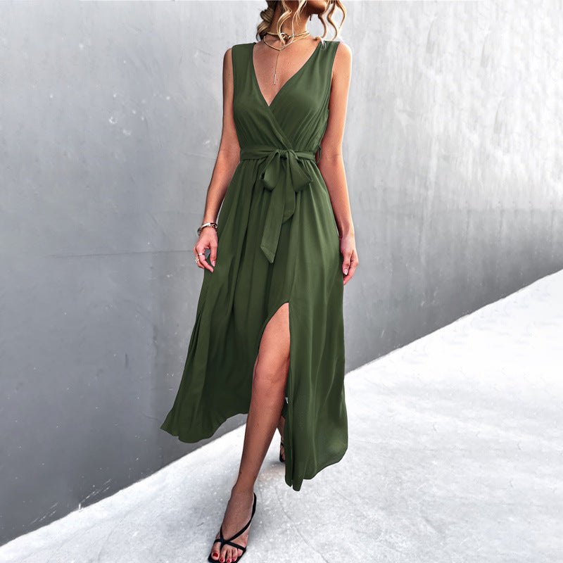 Damen Wickelkleid mit eleganter Schärpe und hohem Schlitz R&B