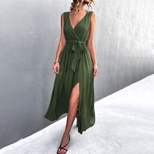 Damen Wickelkleid mit eleganter Schärpe und hohem Schlitz R&B