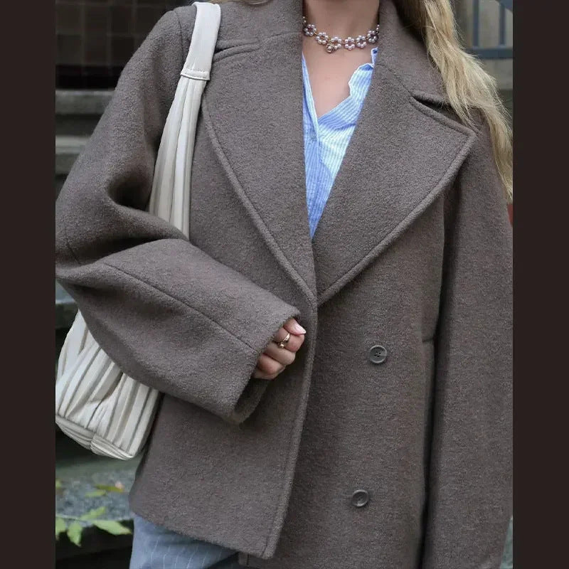 Damen Oversized Wollmantel R&B