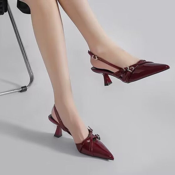 Damen Slingback High Heels mit glänzenden Akzenten R&B