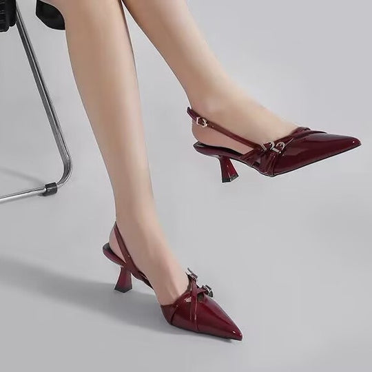 Damen Slingback High Heels mit glänzenden Akzenten R&B