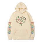 Damen Kapuzenpullover mit kreativem Herz- und Blattmotiv