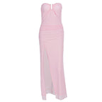 Damen Elegantes Schlauchkleid mit raffiniertem Schlitz und schulterfreiem Design R&B