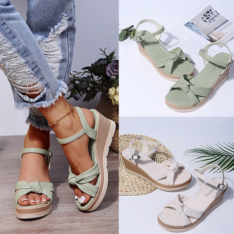 Damen Wedge-Sandalen mit elegantem Knoten-Design R&B