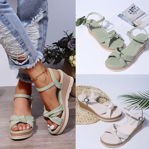 Damen Wedge-Sandalen mit elegantem Knoten-Design R&B
