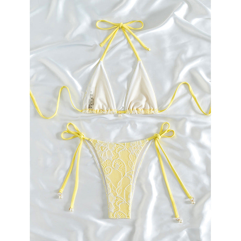 Damen Triangel-Bikini mit edlem Spitze-Design